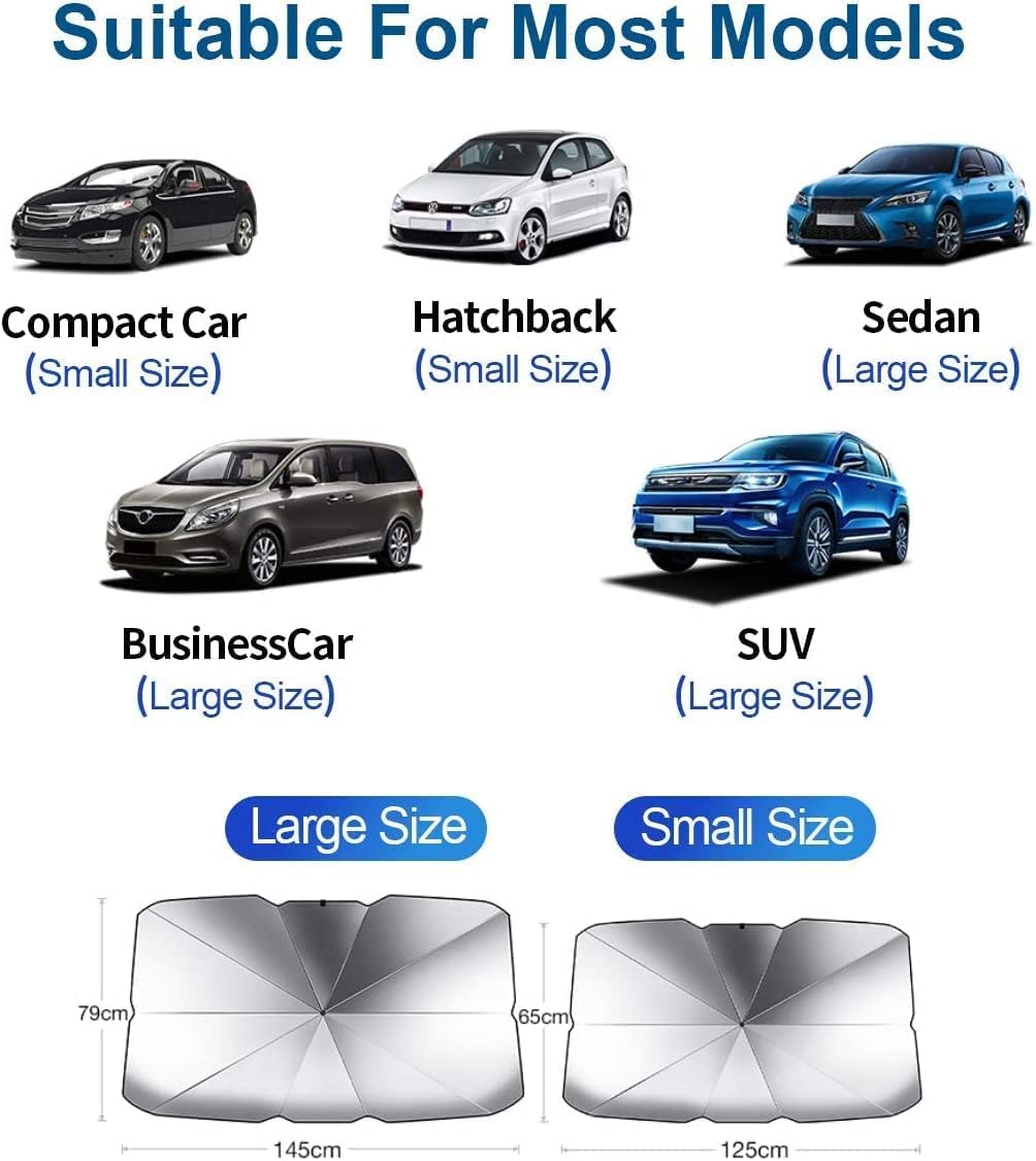 Car Sun Shade for Windshield Foldable Car Sun Umbrella UV Sun and Heat Protection Foldable Sun Shade
